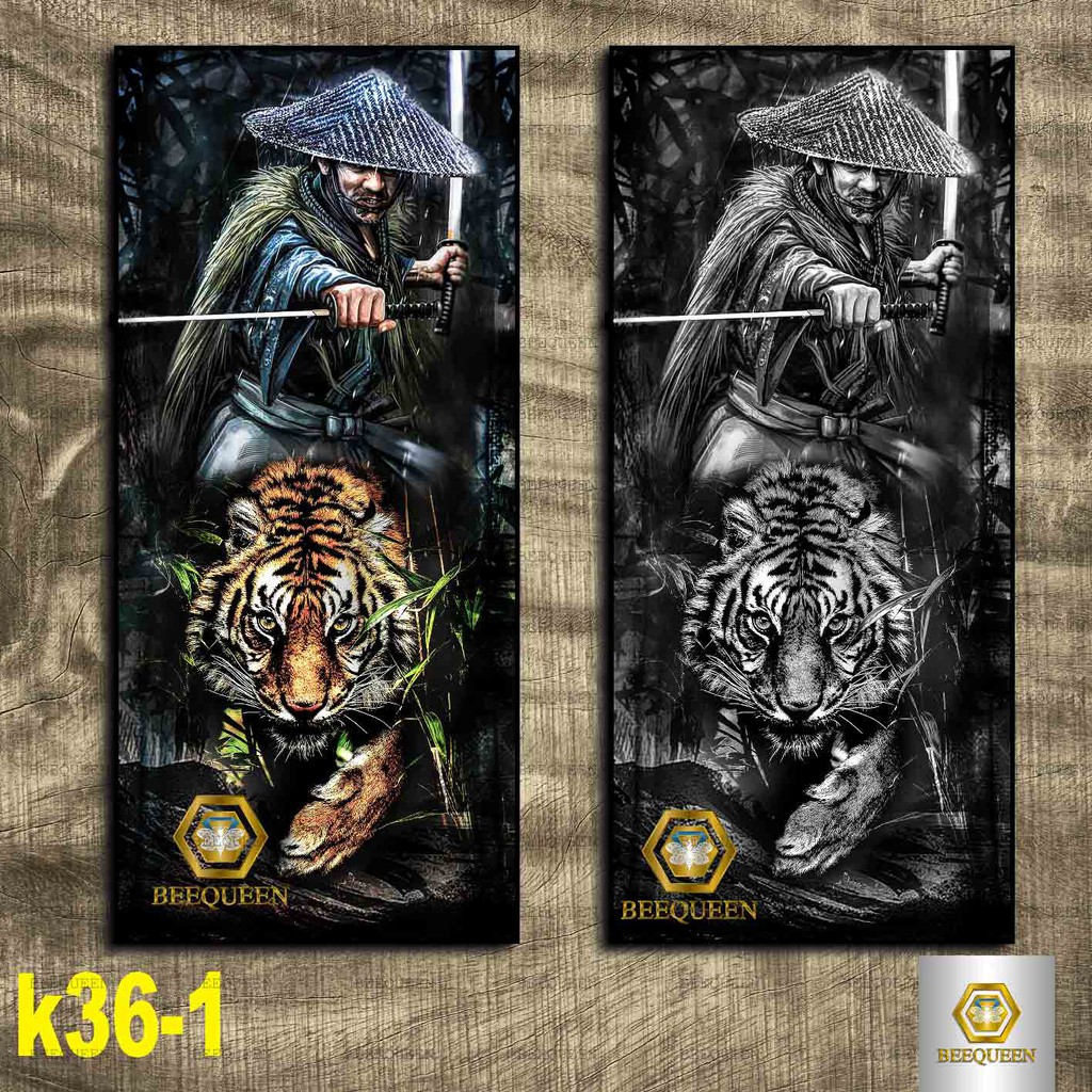 Tranh Samurai Và Hổ Size Dài 30x60