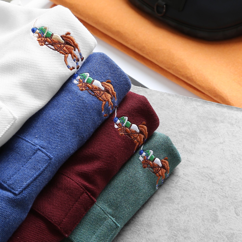 Áo Thun Nam POLO RALPH LAUREN LOGO THÊU hàng xuất khẩu vnxk cực xịn - trơn không viền cổ cao cấp DV 5 màu RL21