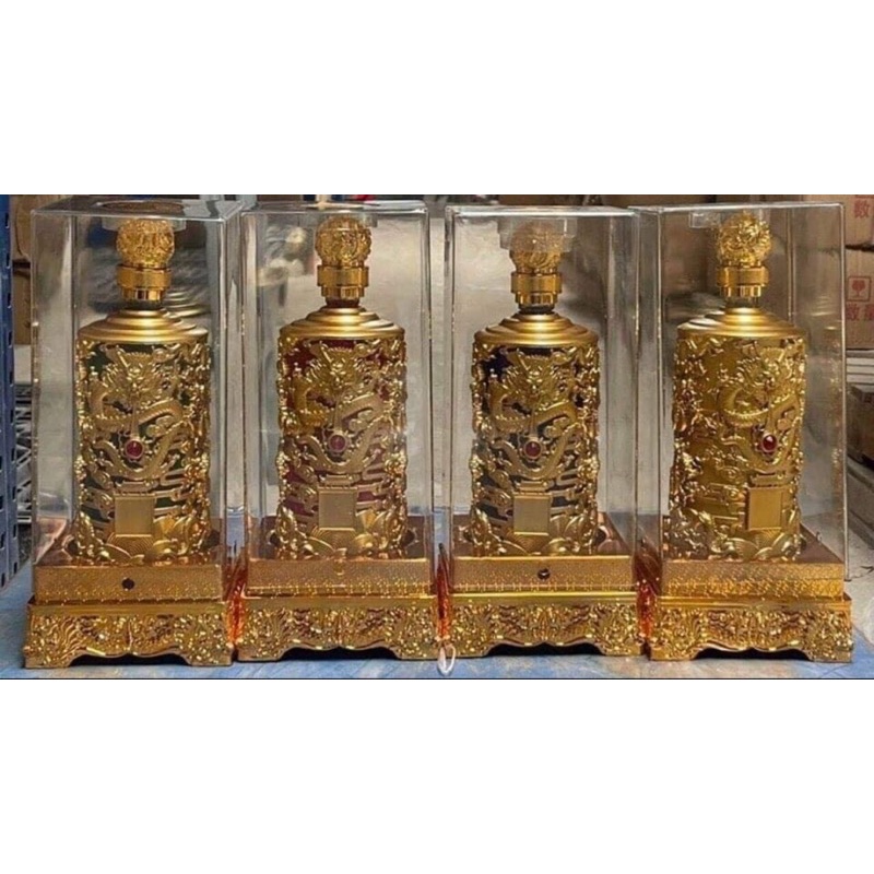 Bình Đựng Rượu Đế Vương khảm rồng kèm đế, vỏ hộp meca