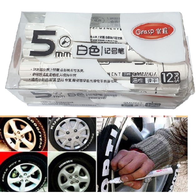 Bút sơn trắng Grasp GMM907 , Ngòi 5mm. viết trên mọi chất liệu, bền mầu - Soleil Home