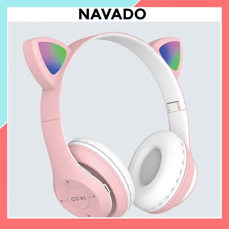 Tai Nghe Chụp tai Bluetooth có Mic Headphone không dây  cute Dễ Thương tai mèo nghe nhạc, học online P47-  ST71