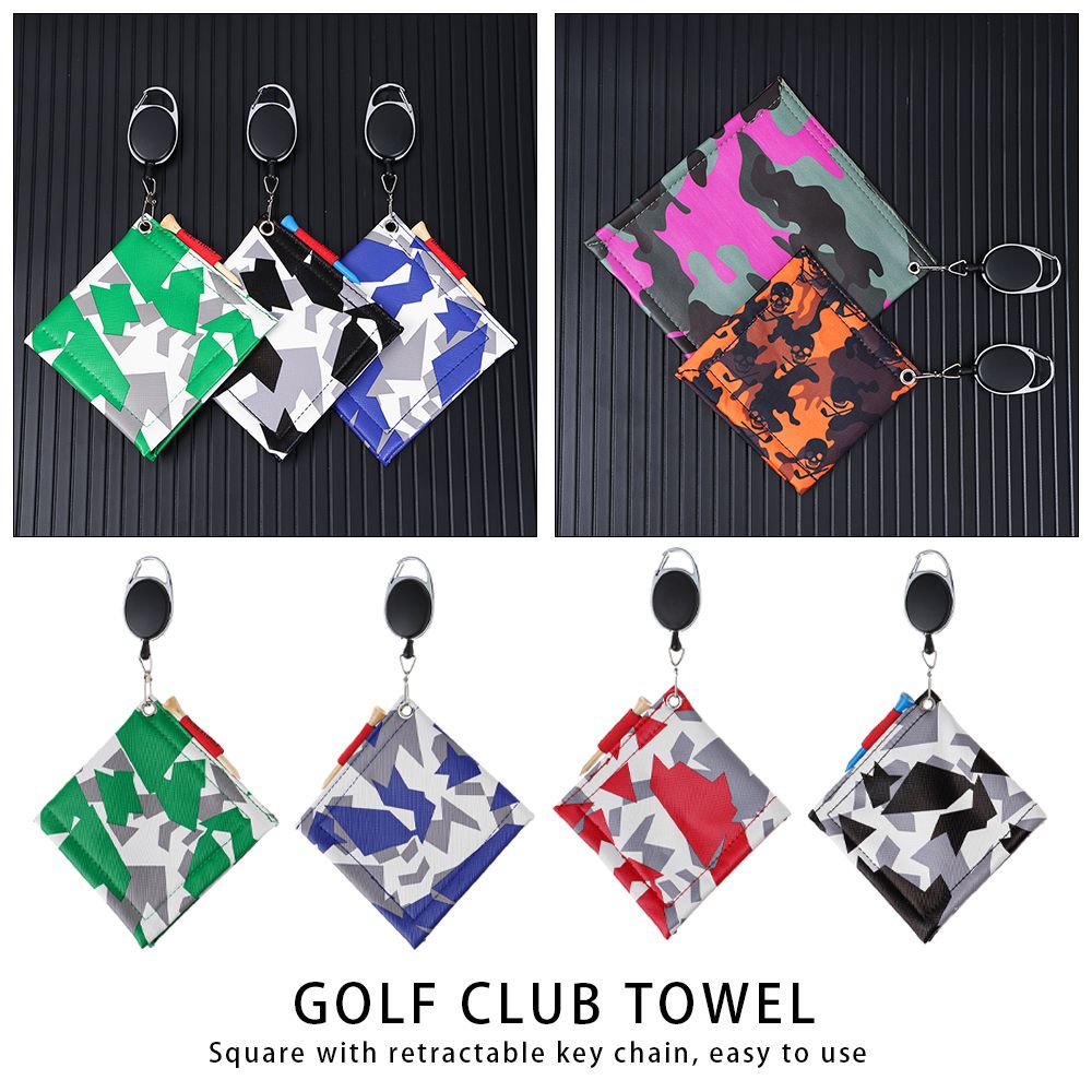 BEAUTY Fashionable Golf Towel Mini Facecloth Sports  Washcloth Ball Cleaner Portable Waterproof Material Keychain Buckle Surface Square Head Cleaning