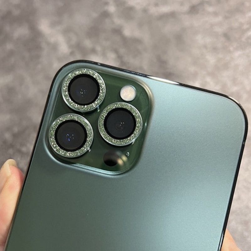 Bộ Dán camera iphone 13 pro max , 13 , 13 pro , 13 KUZOOM nhũ xanh rêu