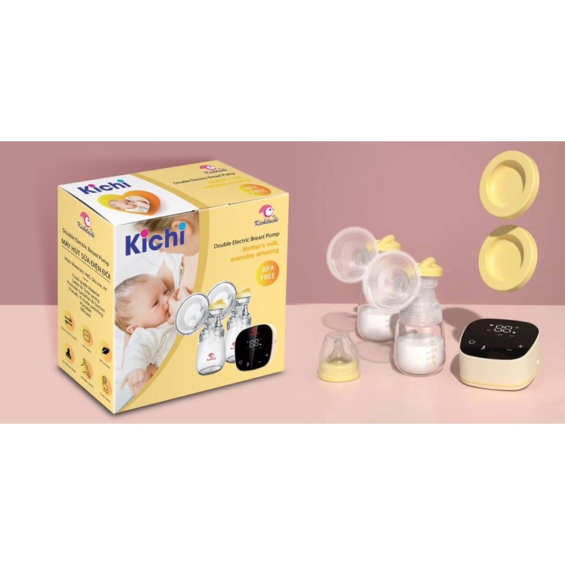 Máy vắt sữa điện đôi bảo hành 3 tháng., Máy hút sữa điện đôi Kichilachi có bình hút sữa PPSU