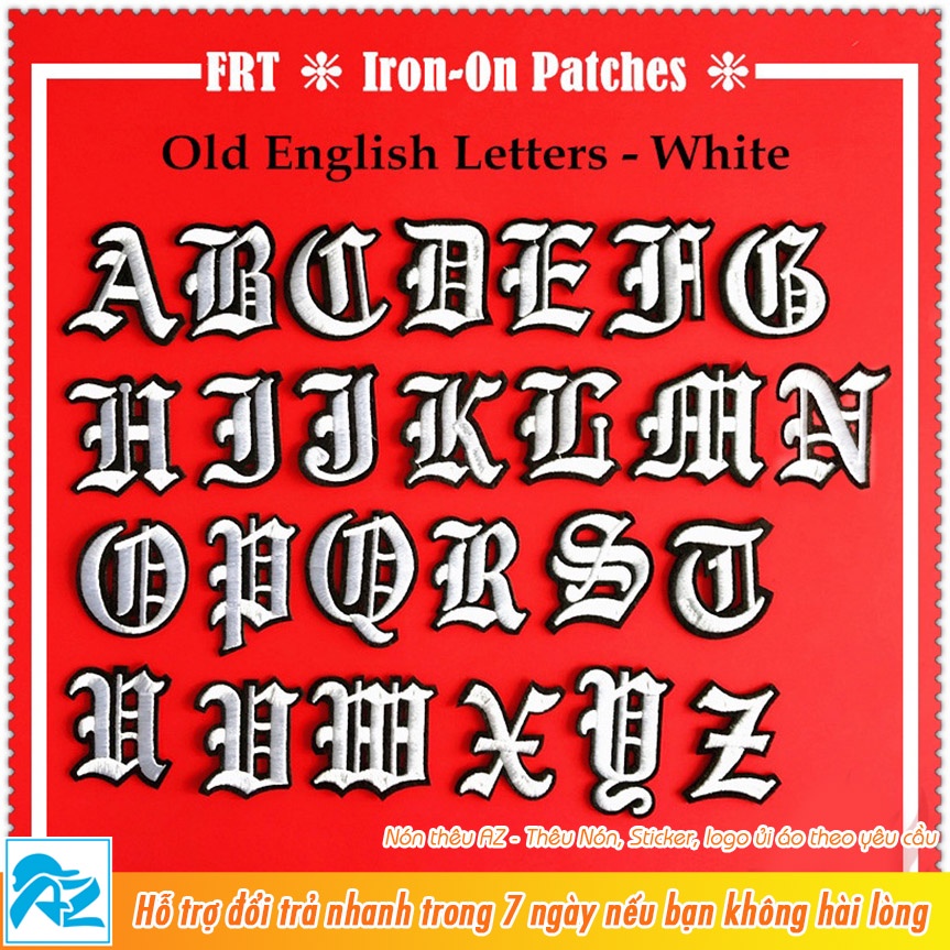 Patch vải ủi thêu bảng chữ cái độc đáo màu trắng S447