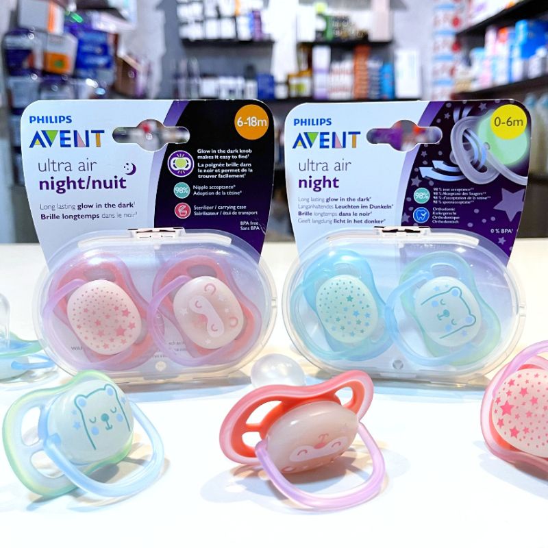 Ty giả ngậm thông khí dạ quang Philips Avent Ultra Air Night 0-18m