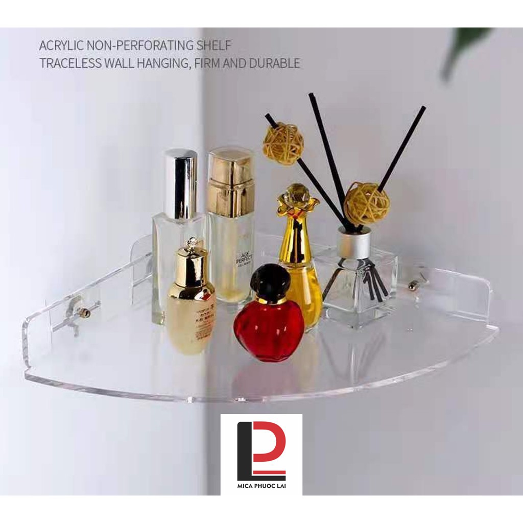 Kệ mica tam giác treo góc tường/ Giá đỡ acrylic cao cấp