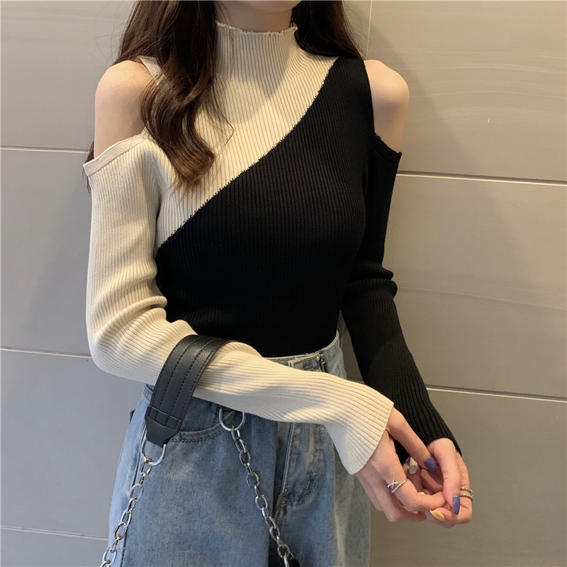 IELGYÁo Sweater Dệt Kim Mỏng Cổ Cao Thời Trang Cho Nữ