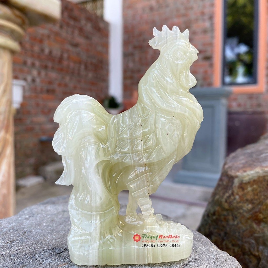 Tượng gà 12 con giáp đá ngọc Pakistan 10cm