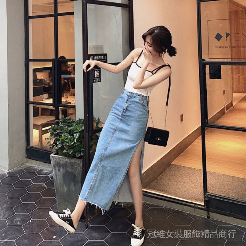 Chân Váy Ôm Eo Cao Mỏng Một Bên Xẻ Tà Cao Thời Trang Raw Edge De
