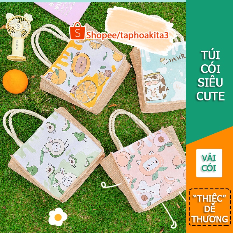 Túi cói vải mini họa tiết siêu xinh #T11-5