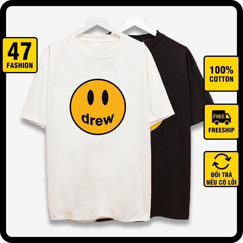 Áo thun tay lỡ Drew Mặt Cười áo phông nam nữ unisex cao cấp form rộng local brand oversize 47 Fashion