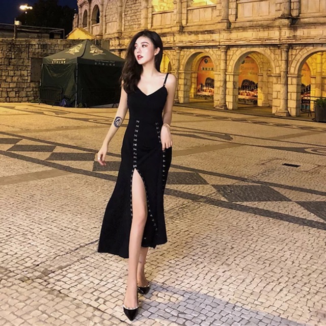 Váy maxi body xẻ đùi