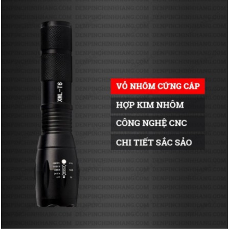 Đèn pin cầm tay siêu sáng chống nước tự vệ chuyên dụng hộp full box đầy đủ phụ kiện