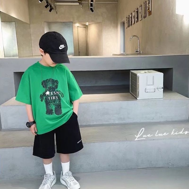 Áo thun BXPB cotton ngắn tay in họa tiết thời trang mùa hè cho bé trai từ 3-15 tuổi