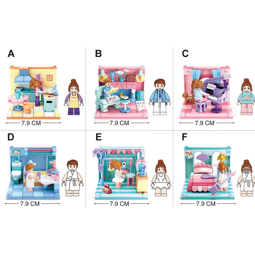 SLUBAN Set 6 Khối Đồ Chơi Mini 6 Trong 1 B0757 Cho Bé Gái