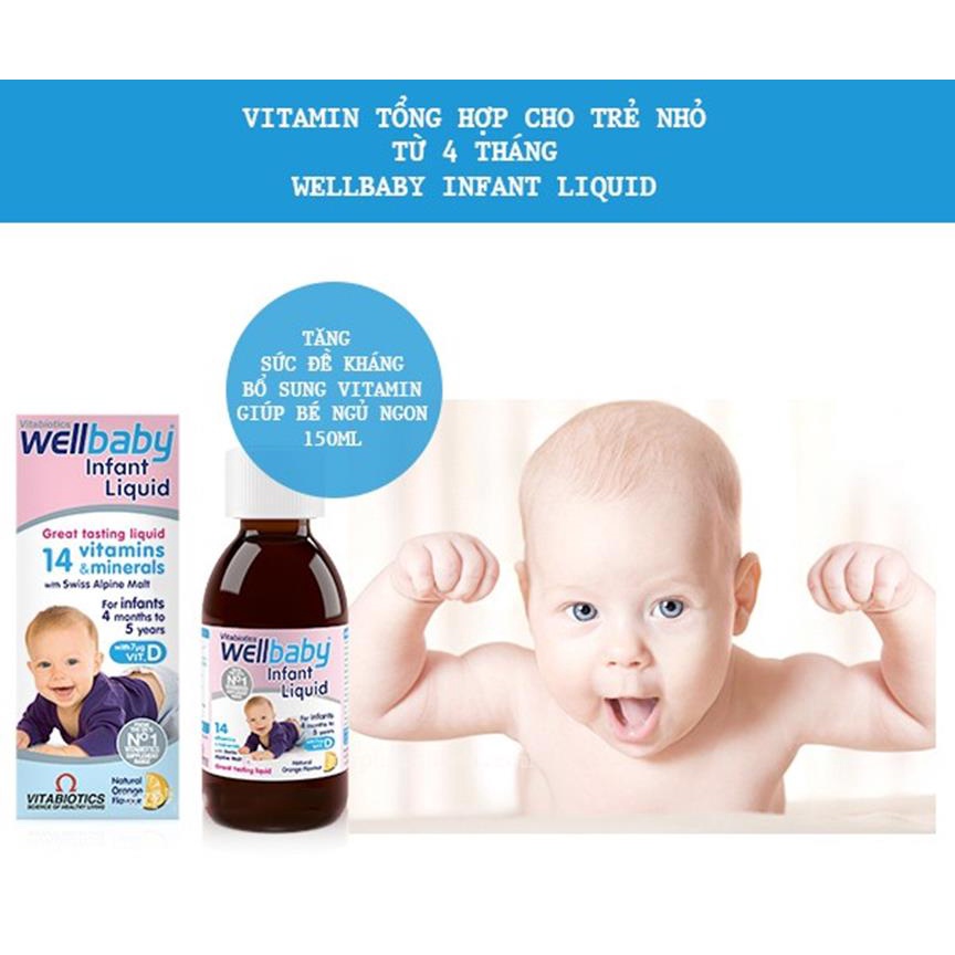 Vitamin Tổng Hợp Wellbaby Cho Bé 150ml, Wellbaby 14 Vitamin Tăng Sức Đề Kháng Cho Bé