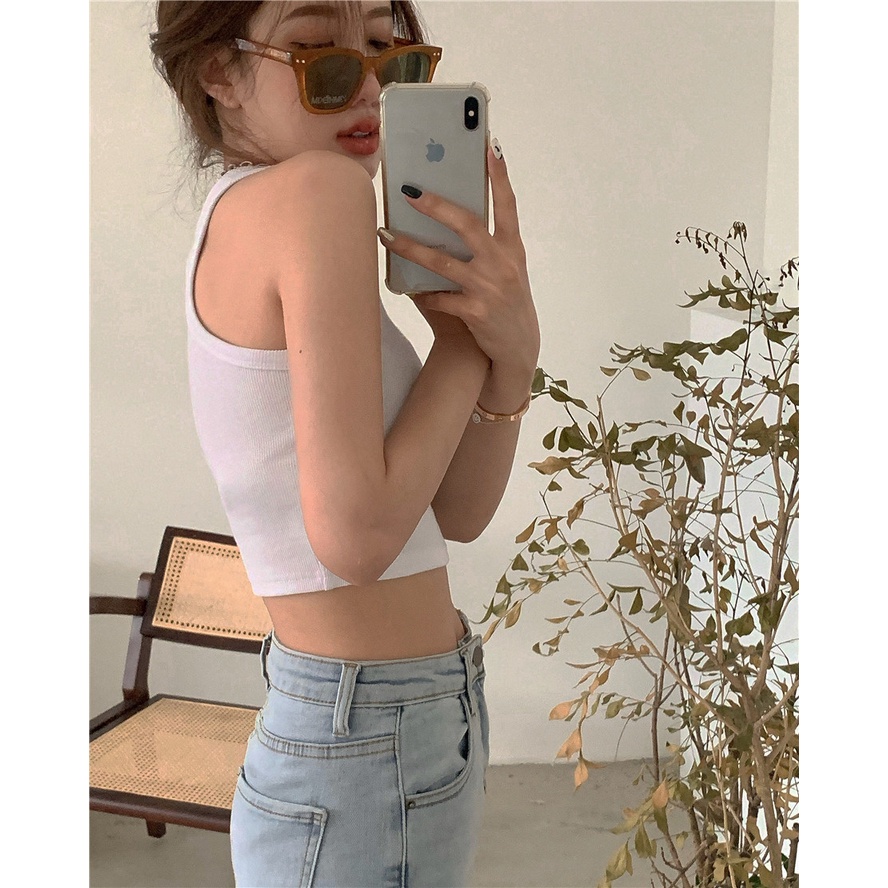 Xiaozhainv Áo Croptop Sát Nách Cổ Tròn Phong Cách Hàn Quốc Thời Trang Mùa Hè Trẻ Trung Năng Động Cho Nữ | BigBuy360 - bigbuy360.vn