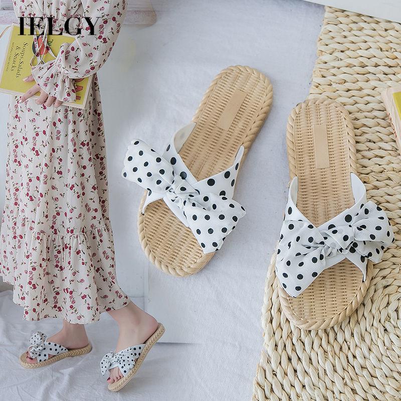 IELGY Korean Fashion Outer Wear Slippers Women Flat Flip Flop Beach Slippers