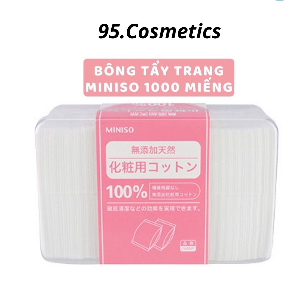 Bông Tẩy Trang Miniso 1000 Miếng, Bông Mỏng Dùng Để Đắp Toner, Nước Hoa Hồng