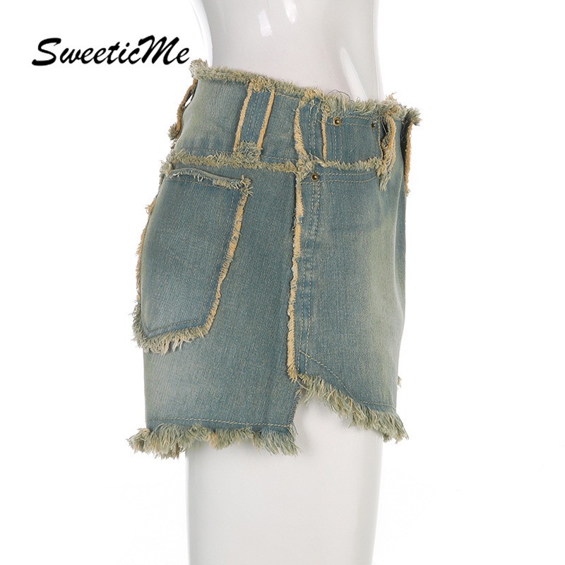 Quần Short Denim Viền Gợi Cảm Kiểu Mới Của SweeticMe Dành Cho Bạn Nữ