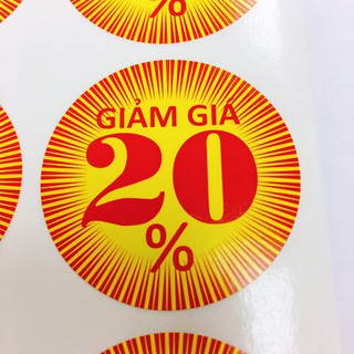 Tem khuyến mãi, giảm giá  20% kích thước 40*40mm gồm 50 tờ (500 tem)