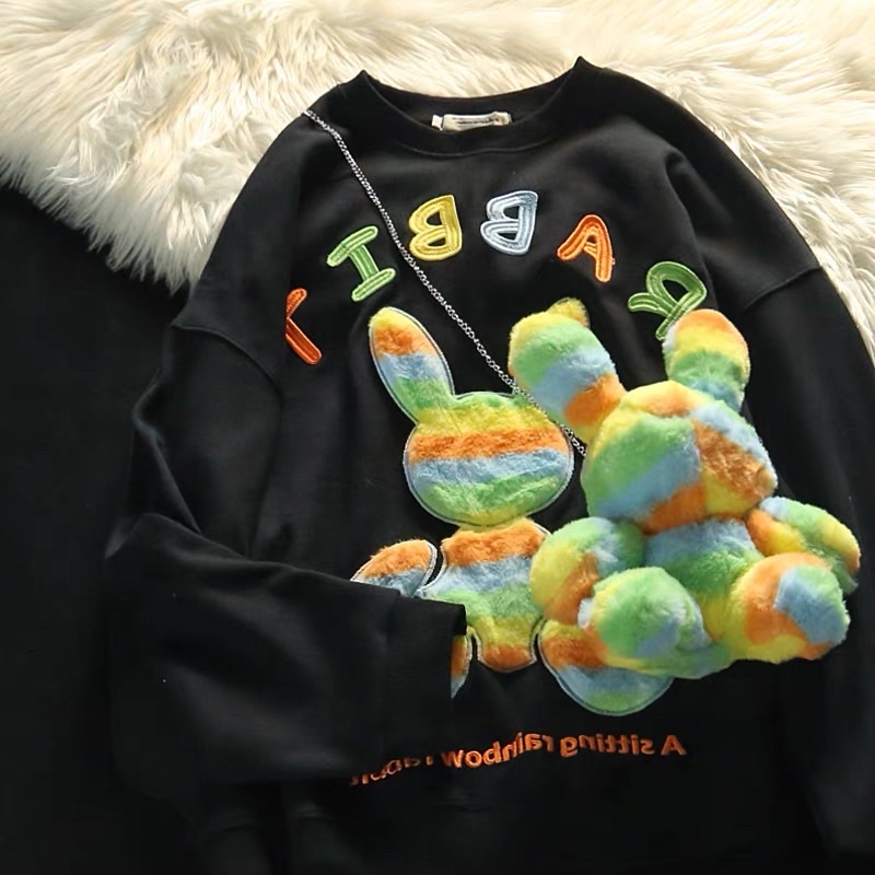 Áo hoodie không mũ hình gấu 7 màu