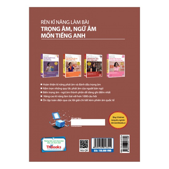 Cuốn sách Rèn Kỹ Năng Làm Bài Trọng Âm Ngữ Âm Môn Tiếng Anh - Tác giả:  Vũ Thị Mai Phương Tặng Sổ Tay Cô Mai Phương