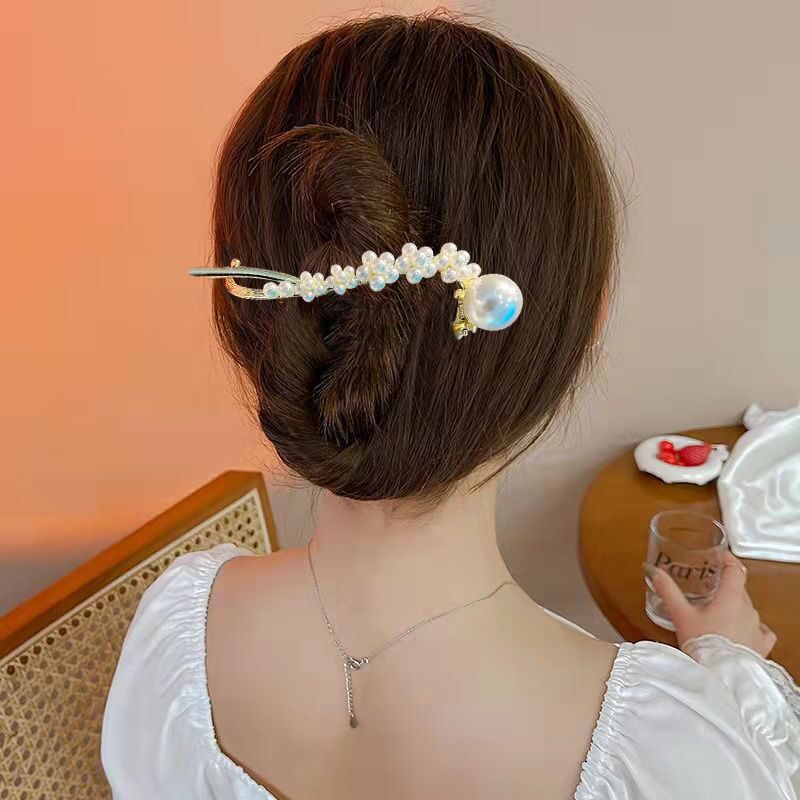 Haimeikang Kẹp tóc kim loại hình hoa đính đá kim cương nhân tạo thời trang Hàn Quốc
