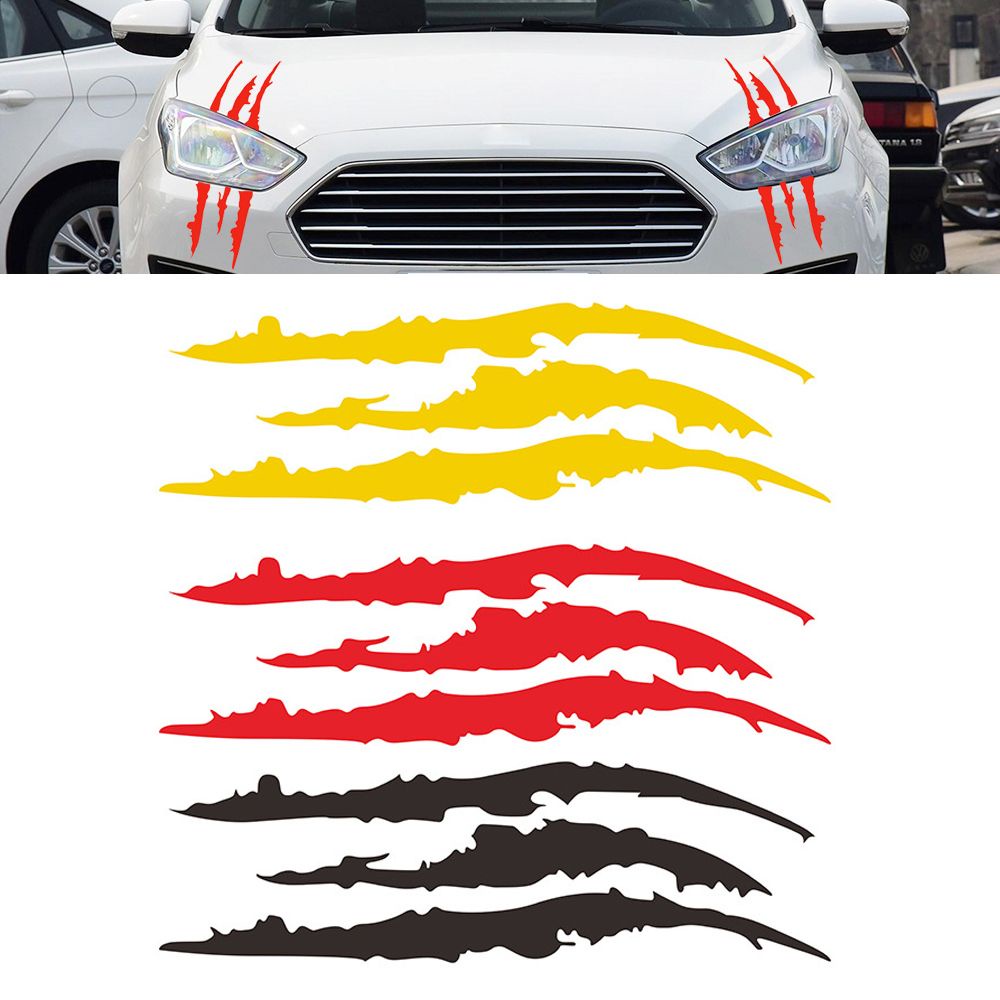 Miếng dán trang trí đèn pha xe hơi hình sọc xước màu sắc phản quang độc đáo 40x12cm