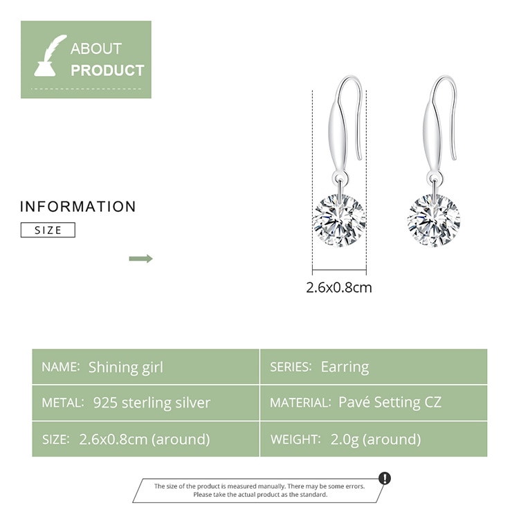 Khuyên Tai Dài Bamoer Đính Đá Zirconia bạc 925 Thời Trang Cho Nữ