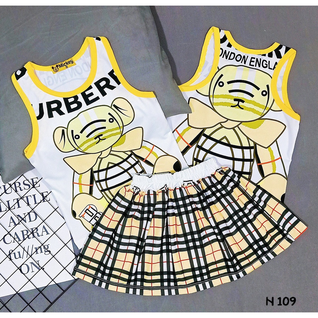 Set Váy Có Quần Thun Lạnh 3D Thái Mickey Siêu Cưng Bé Gái Size Đại 23-40kg-Quần áo trẻ em-Pikakids