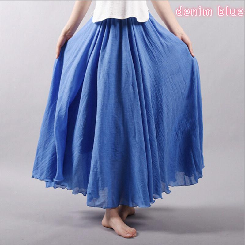 Chân Váy Maxi Hai Lớp Bằng Vải Lanh Cotton Phong Cách Boho Cổ Điển Cho Nữ