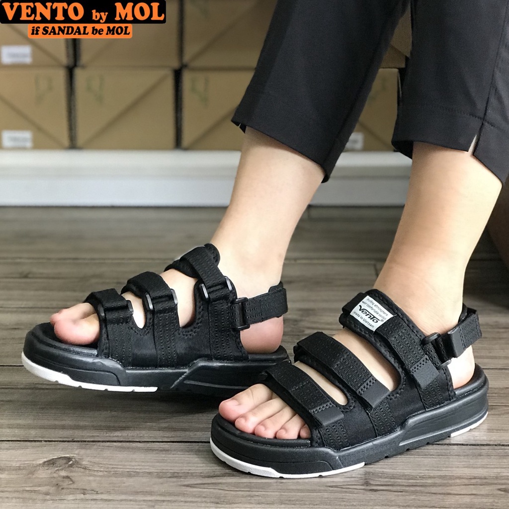 Giày sandal Vento unisex nam nữ 3 quai ngang có quai hậu tháo rời mang đi học đi biển du lịch NV1001BB - có big size