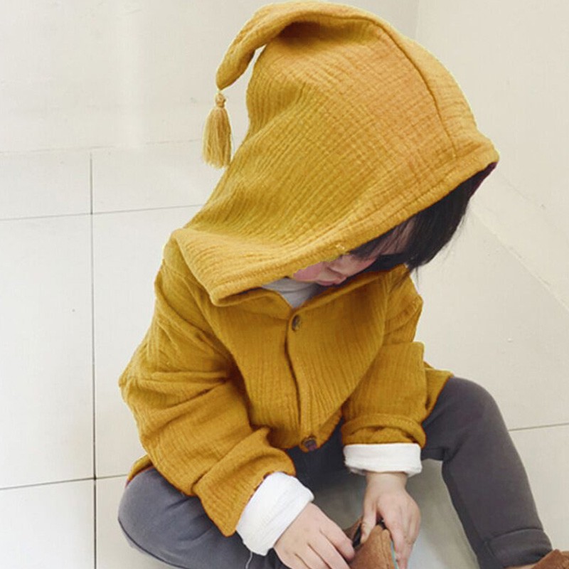 Áo kiểu tay dài có nón thiết kế dễ thương cho trẻ em