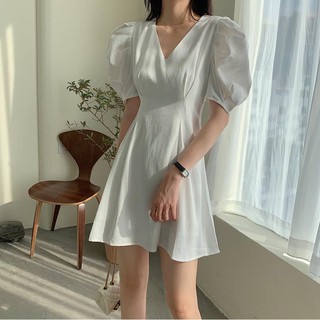 (Có sẵn +Ảnh thật)VÁY TAY XẾP BỒNG LI EO