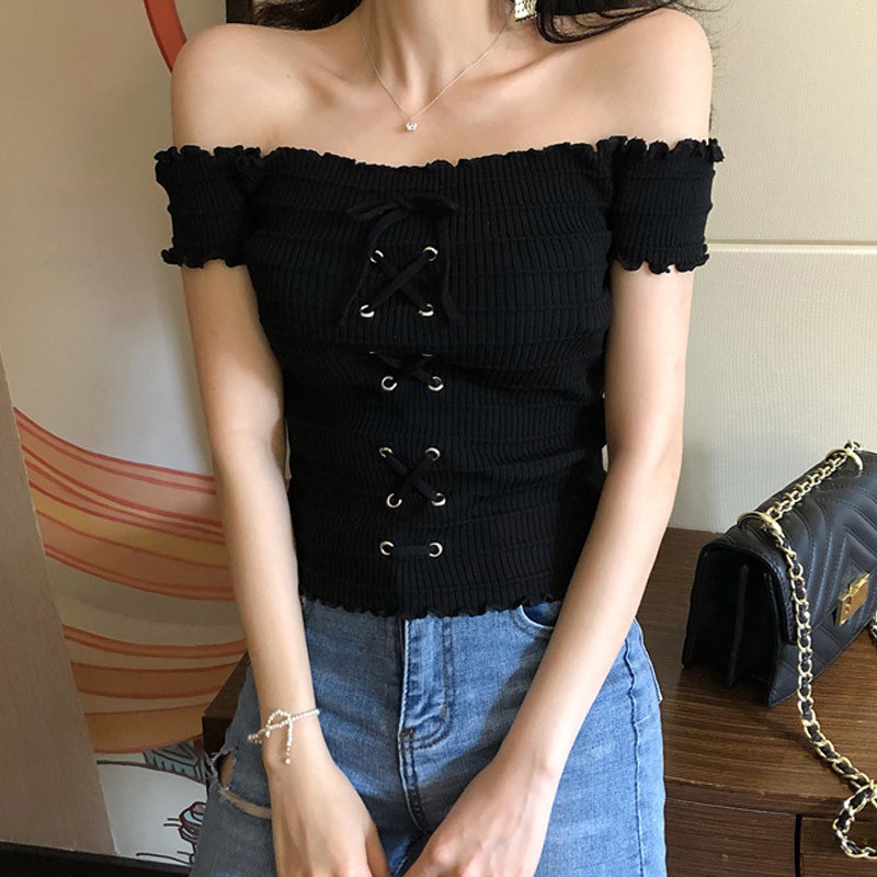 Áo dệt kim trễ vai xinh xắn thời trang cho nữ