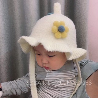 ( Mũ em bé ) Mũ len hoa cúc trắng 6m - 24m