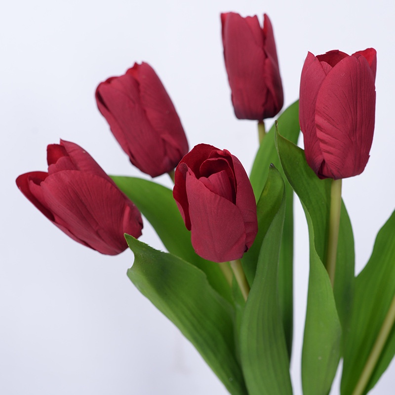 Hoa tulip giả bằng lụa gồm cành gồm 1 lá cao cấp dùng để trang trí nhà cửa, chụp ảnh, decor
