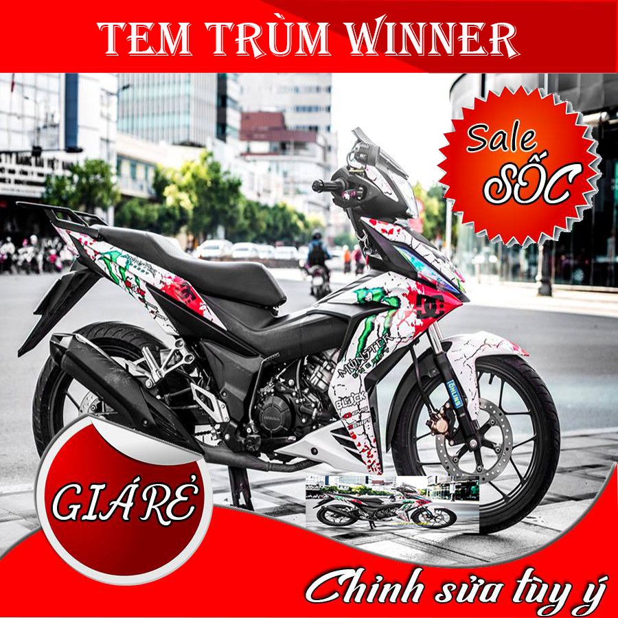 Tem Trùm Winner Monster Trắng Viền Xanh Đỏ