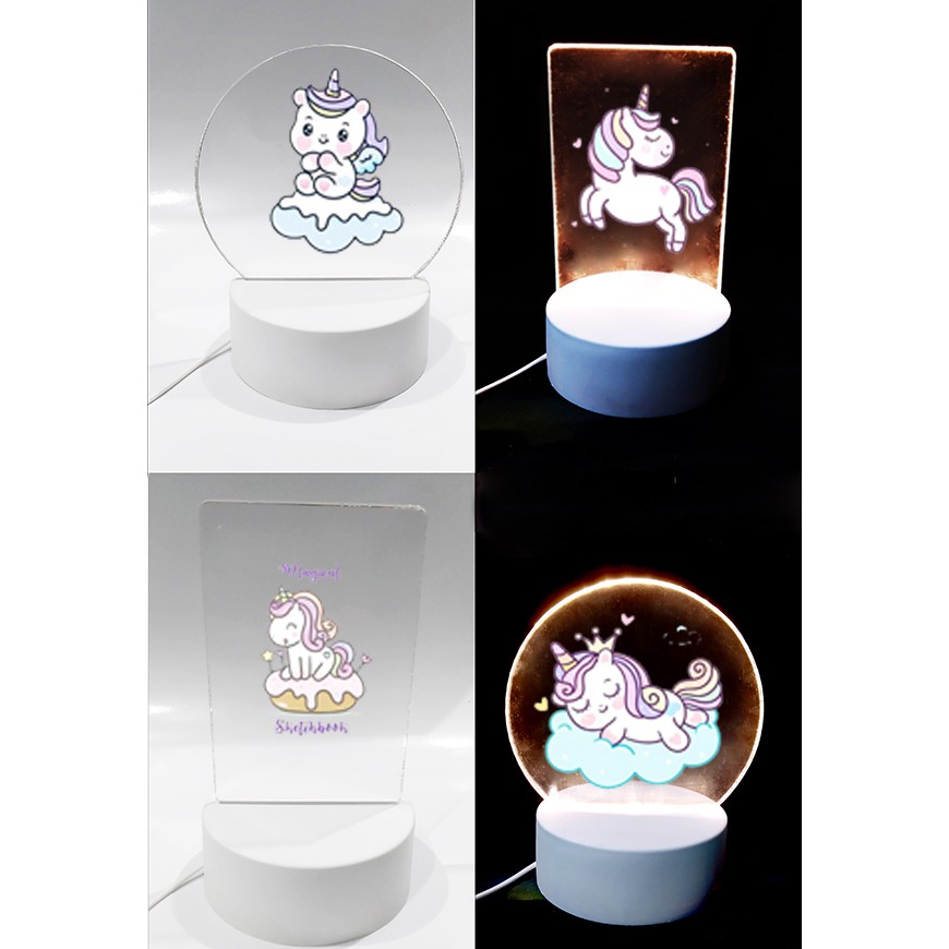 Đèn Led 3D ngựa thần DLI10 Đèn Ngủ 3D unicorn Sáng Tạo cute dễ thương