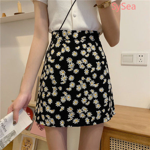 Chân Váy Midi Lưng Cao Chất Chiffon Hoạ Tiết Hoa Cúc Phong Cách Retro | BigBuy360 - bigbuy360.vn