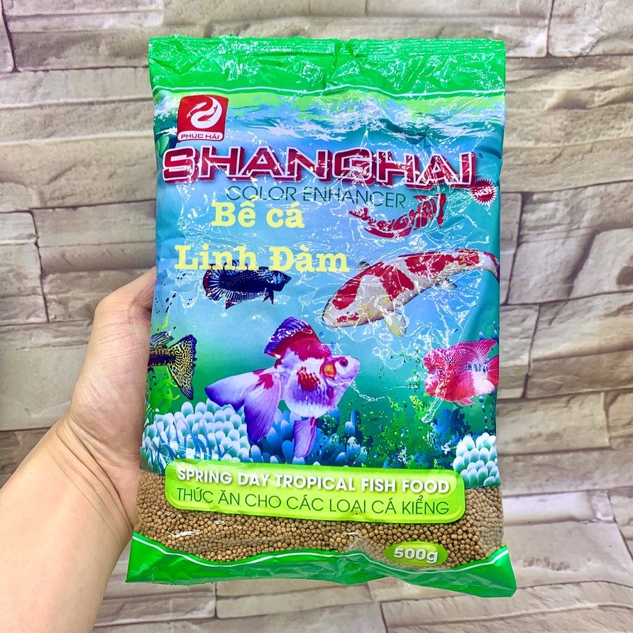Cám cá - Túi 500 gr Thức ăn cho cá cảnh SHANGHAI cao cấp giúp cá nhanh lớn