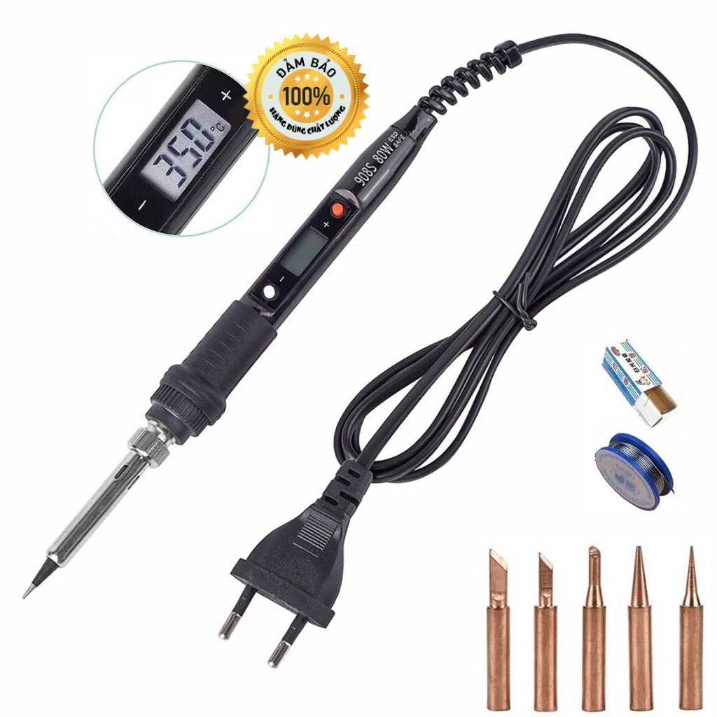 Mỏ hàn chì , hàn thiếc 80w chỉnh nhiệt , LCD hiển thị nhiệt , bán combo nhiều gói phụ kiện
