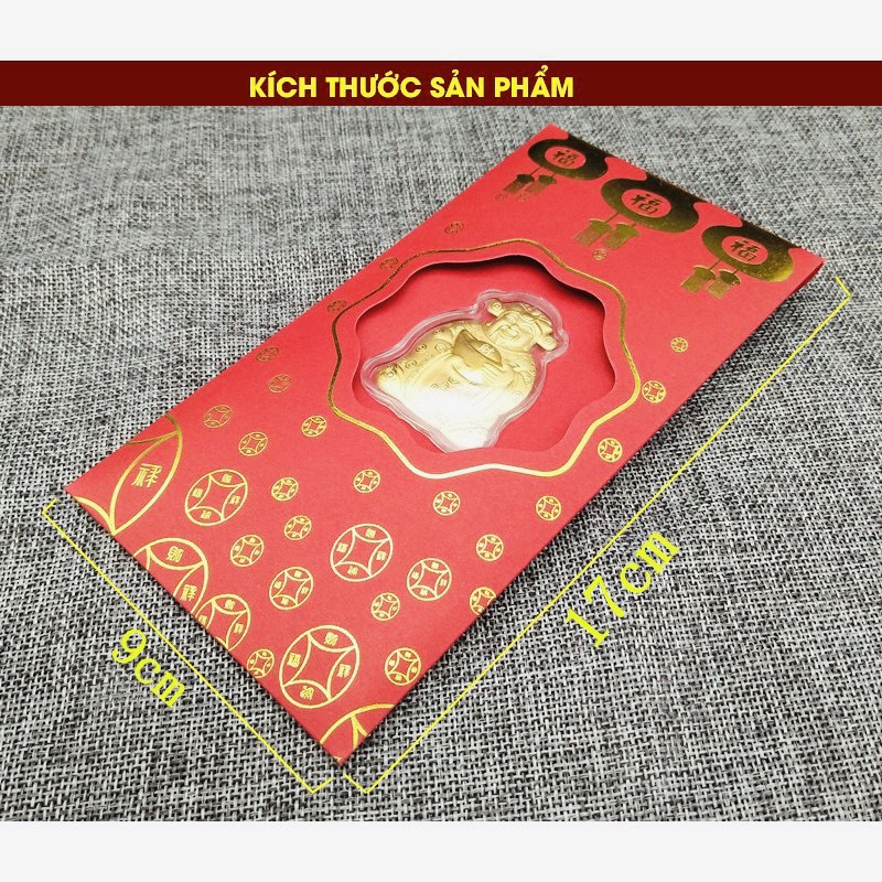 Lì xì thần tài mạ vàng cao cấp - Bao lì xì may mắn rước tài lộc