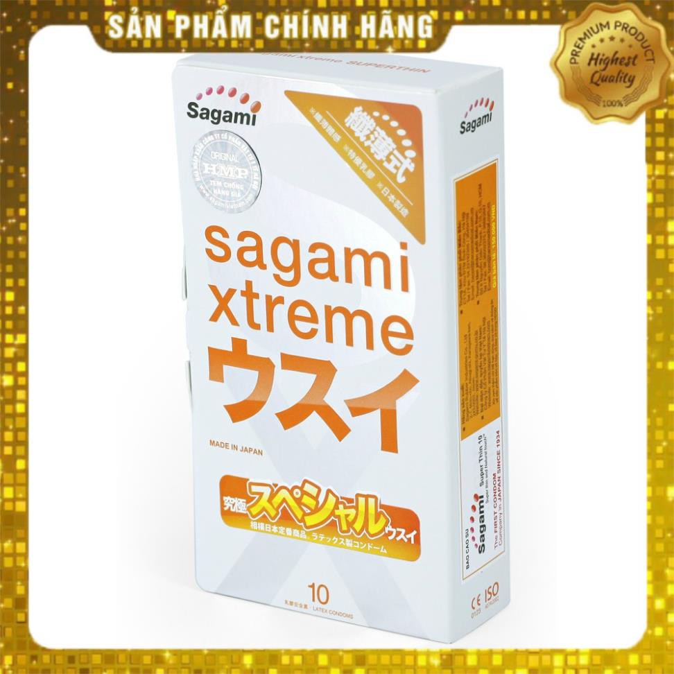 [ CHÍNH HÃNG ] Hộp 10 bao cao su siêu mỏng cao cấp Sagami Xtreme Super Thin BCSSC001