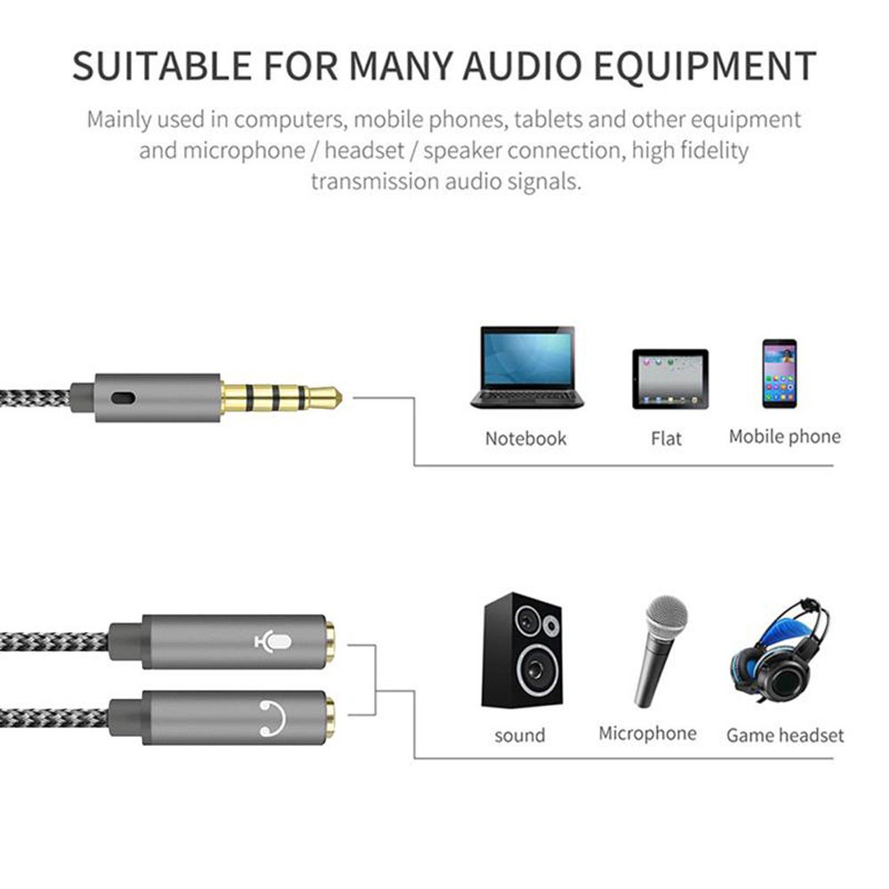 Dây Cáp Âm Thanh Chữ Y Chia 1 Đầu Cắm Sang 2 Lỗ Cắm Cho Tai Nghe / Mic / Laptop