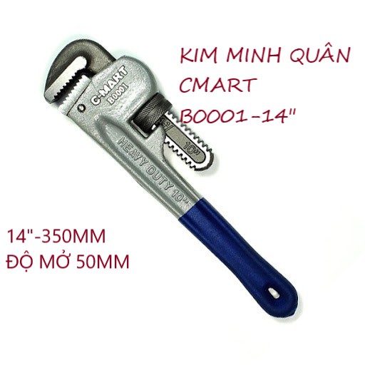 Mỏ Lết Răng Cán Bọc Nhựa 350mm/14&quot; Độ Mở 50mm B0001 C-Mart