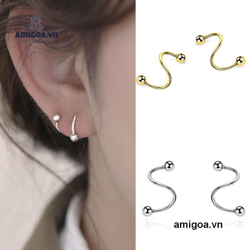 ✨✨1 Đôi Bông Tai Nữ Bằng Đồng Phong Cách Retro Đơn Giản Mùa Xuân