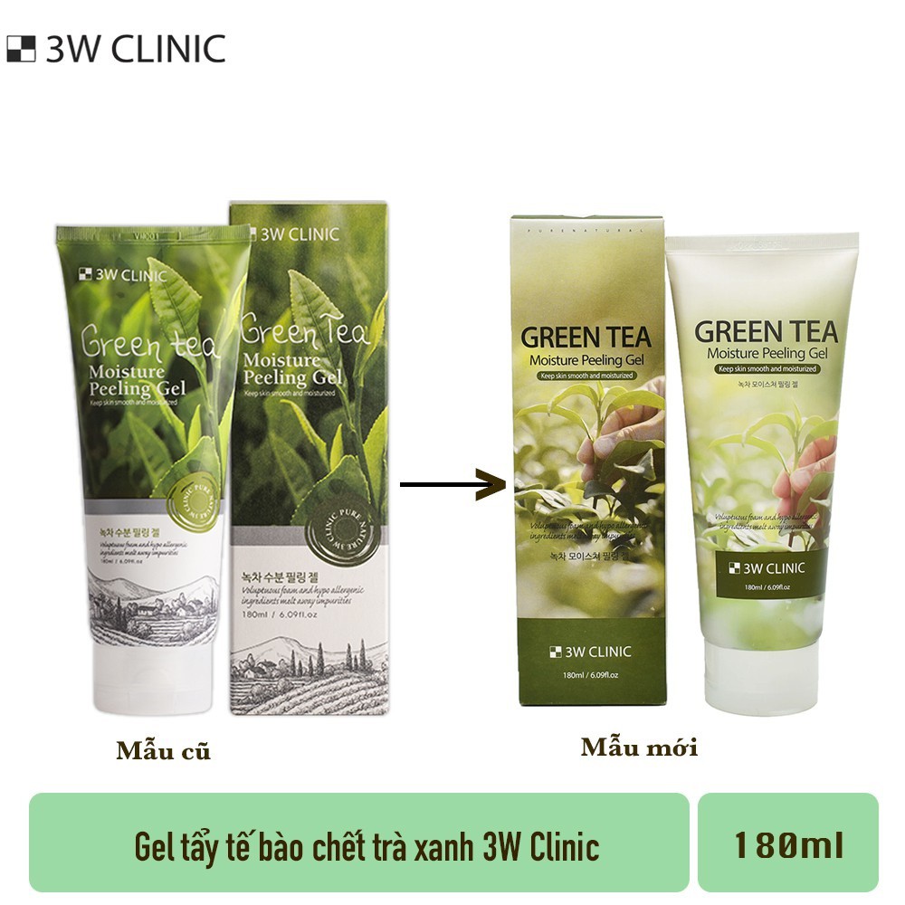 Tẩy Tế Bào Chết Trà Xanh 3W Clinic Green Tea Moisture Peeling Gel 180ml